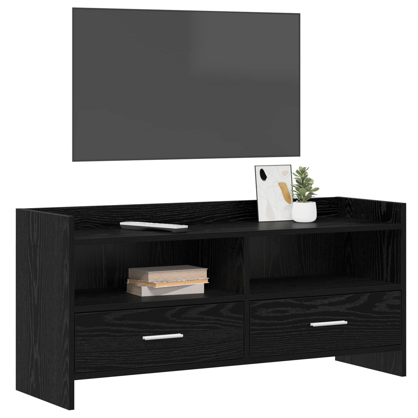 TV-kast 100 x 33 x 47 cm Zwart eiken Bewerkt hout