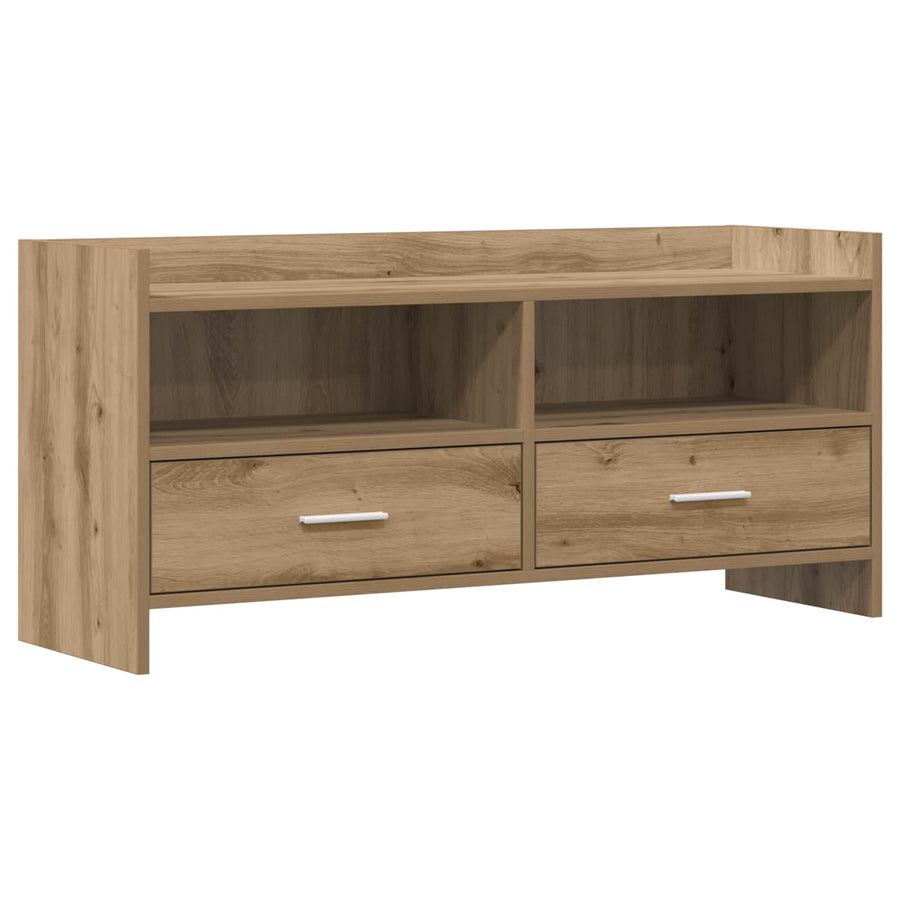 TV-kast 100 x 33 x 47 cm Artisanaal eiken Bewerkt hout