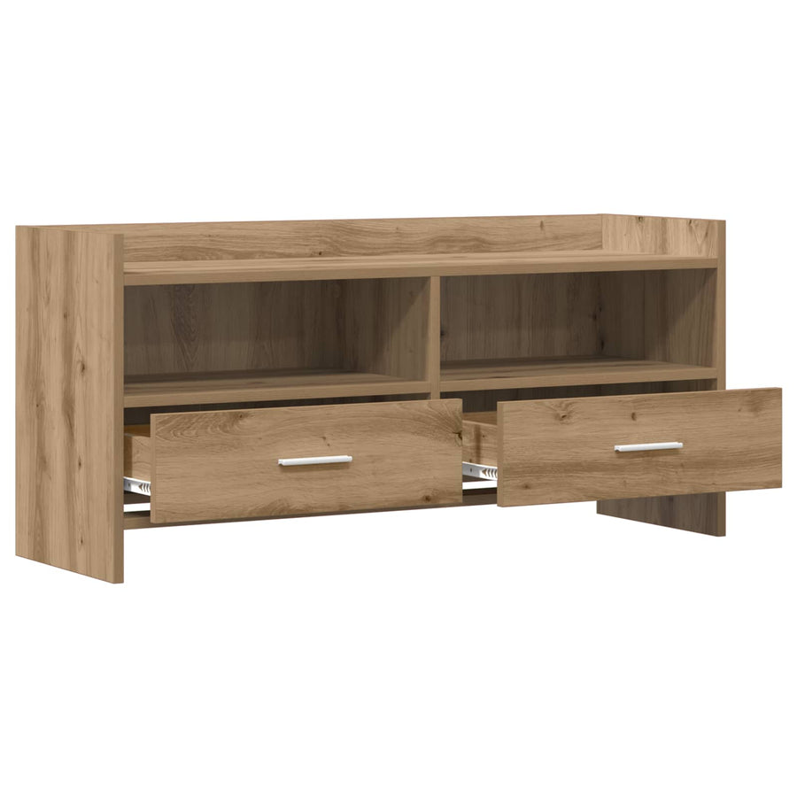 TV-kast 100 x 33 x 47 cm Artisanaal eiken Bewerkt hout