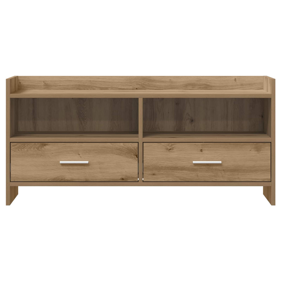 TV-kast 100 x 33 x 47 cm Artisanaal eiken Bewerkt hout