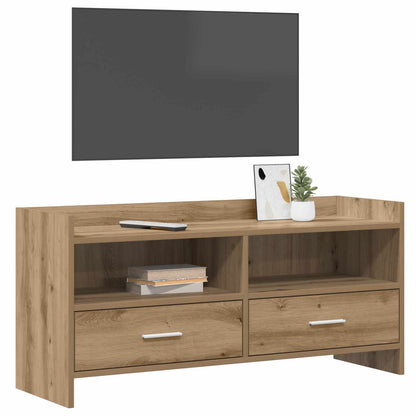 TV-kast 100 x 33 x 47 cm Artisanaal eiken Bewerkt hout
