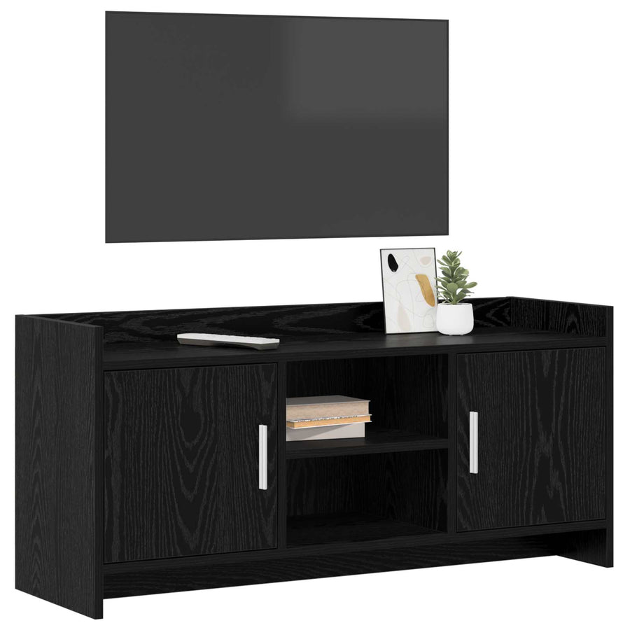 TV-kast 102 x 33 x 47 cm Zwart eiken Bewerkt hout