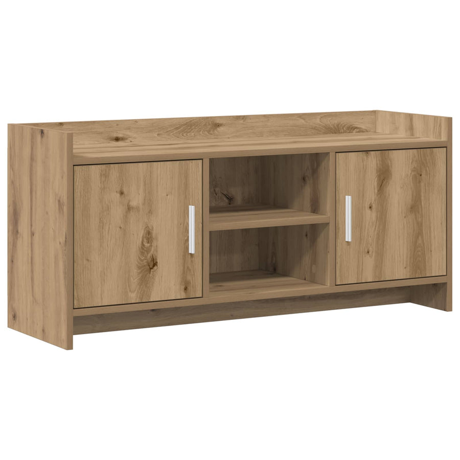 TV-kast 102 x 33 x 47 cm Artisanaal eiken Bewerkt hout