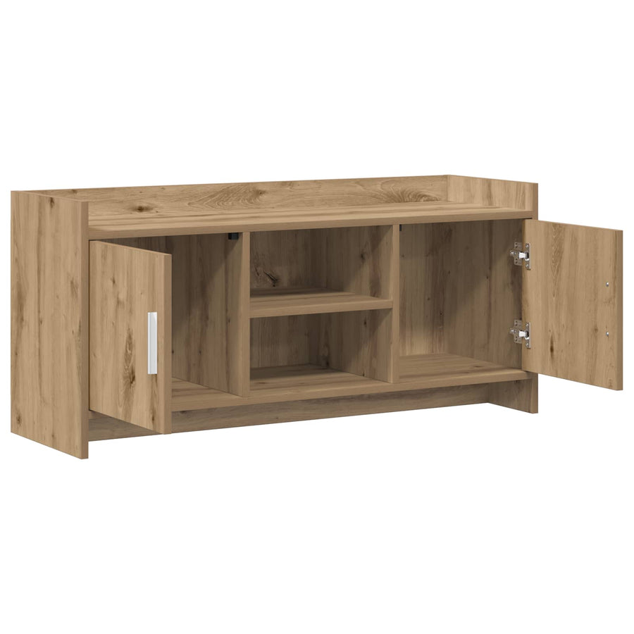 TV-kast 102 x 33 x 47 cm Artisanaal eiken Bewerkt hout