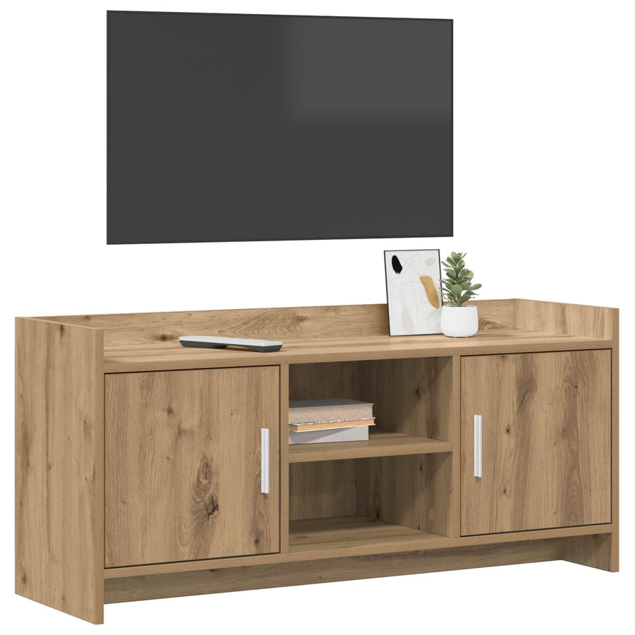 TV-kast 102 x 33 x 47 cm Artisanaal eiken Bewerkt hout