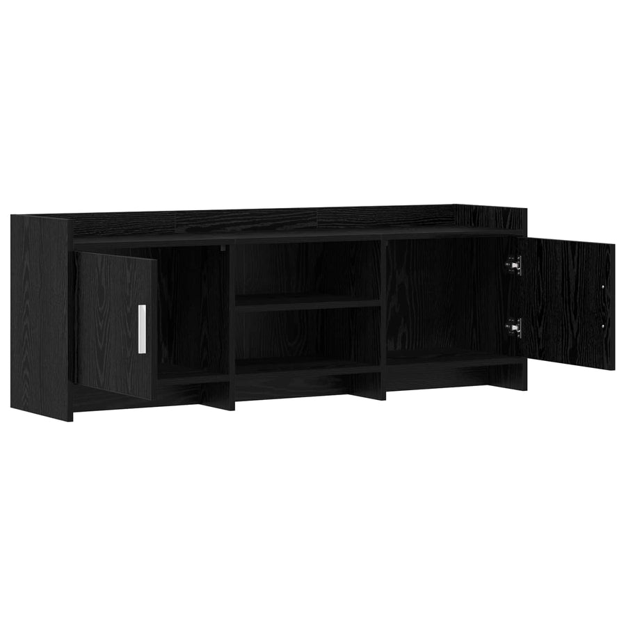 TV-kast 130 x 33 x 47 cm Zwart eiken Bewerkt hout
