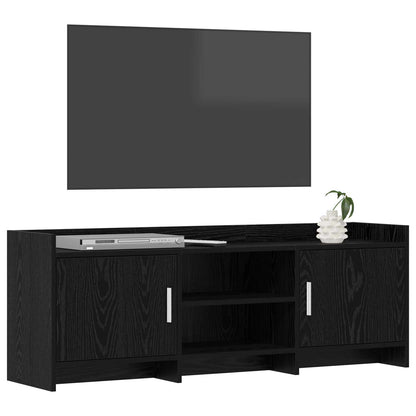 TV-kast 130 x 33 x 47 cm Zwart eiken Bewerkt hout