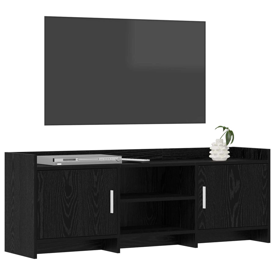 TV-kast 130 x 33 x 47 cm Zwart eiken Bewerkt hout