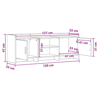 TV-kast 130 x 33 x 47 cm Oud hout Bewerkt hout