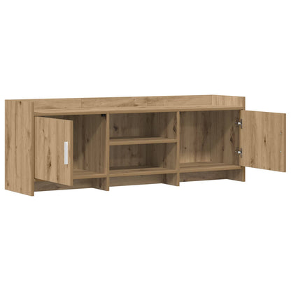 TV-kast 130 x 33 x 47 cm Artisanaal eiken Bewerkt hout