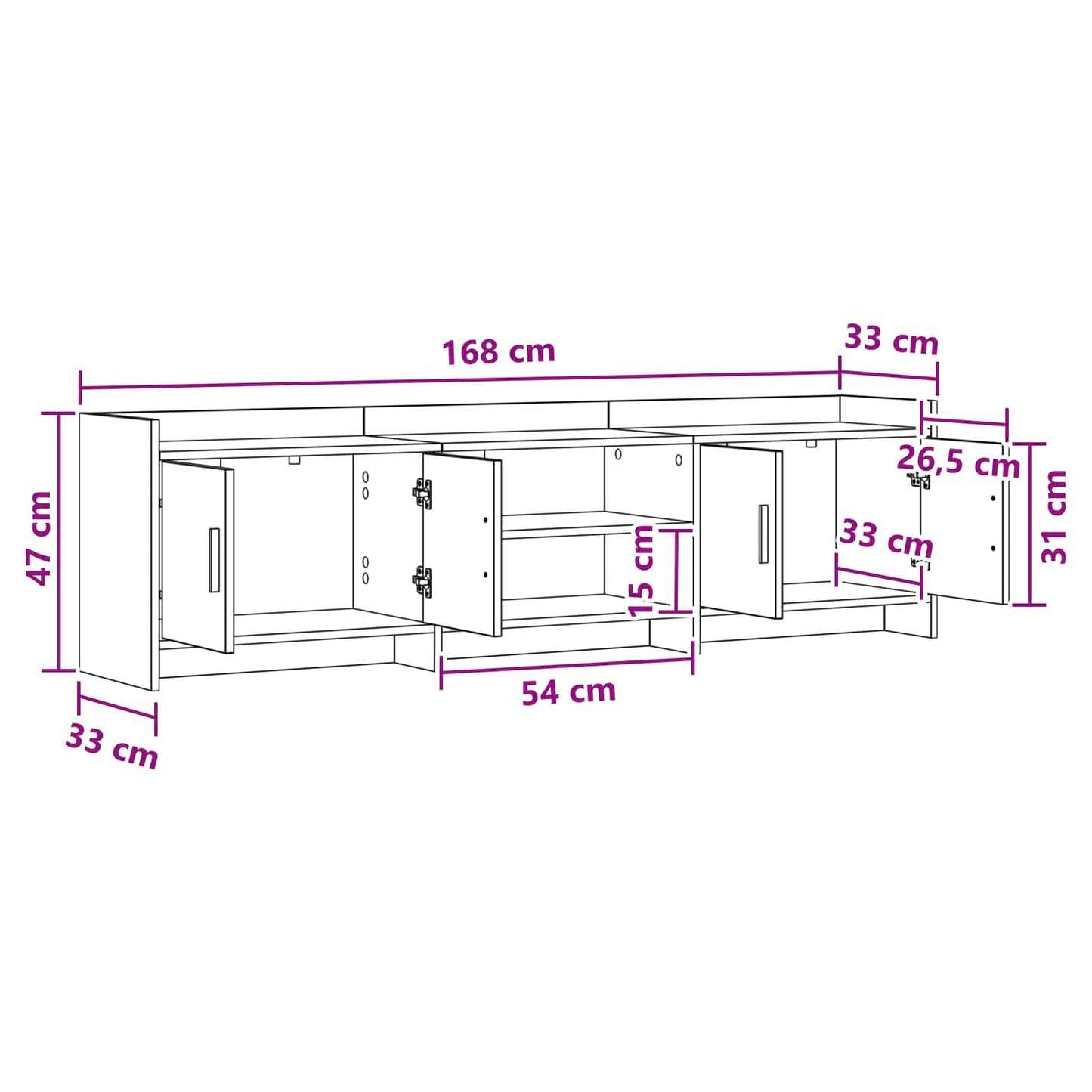 TV-kast 168 x 33 x 47 cm Sonoma Eiken Bewerkt hout
