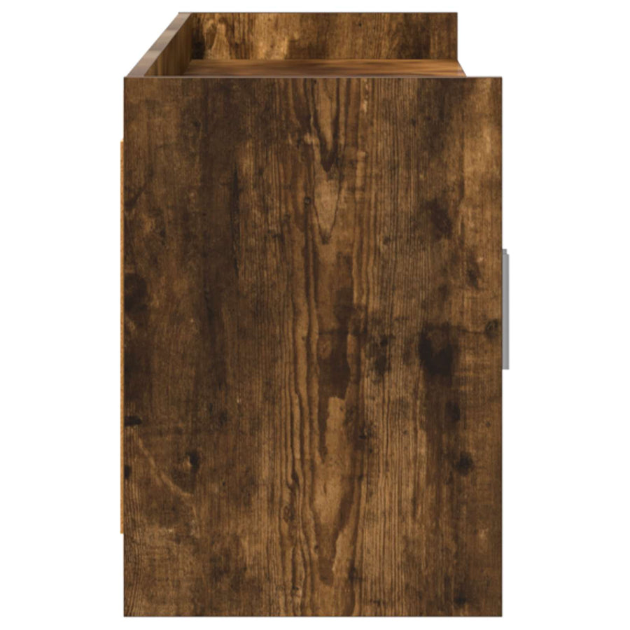 TV-kast 168 x 33 x 47 cm Gerookt eiken Bewerkt hout