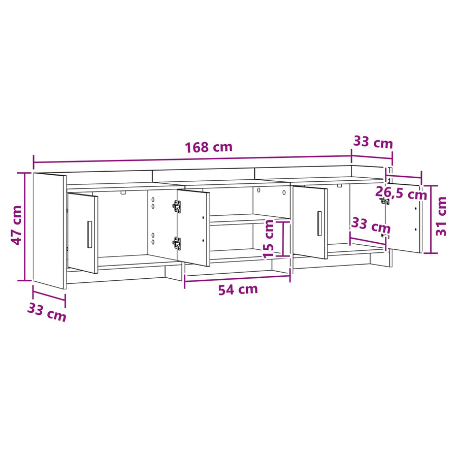 TV-kast 168 x 33 x 47 cm Grijs Sonoma Bewerkt hout