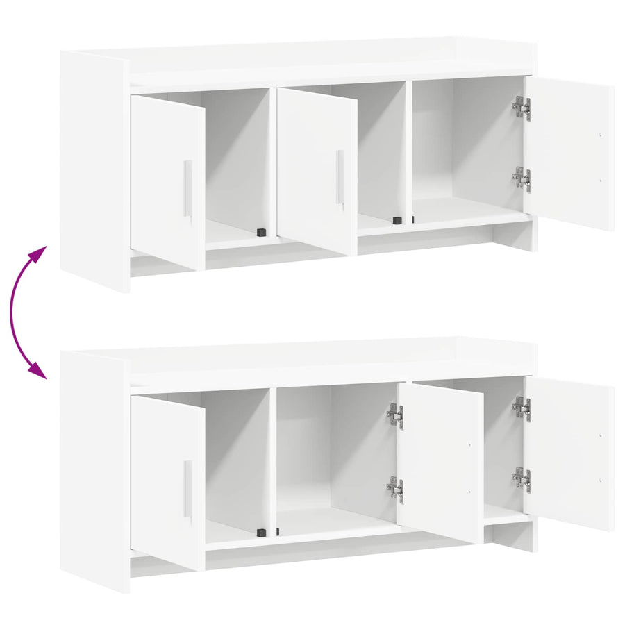 TV-kast 102 x 33 x 47 cm Wit Bewerkt hout
