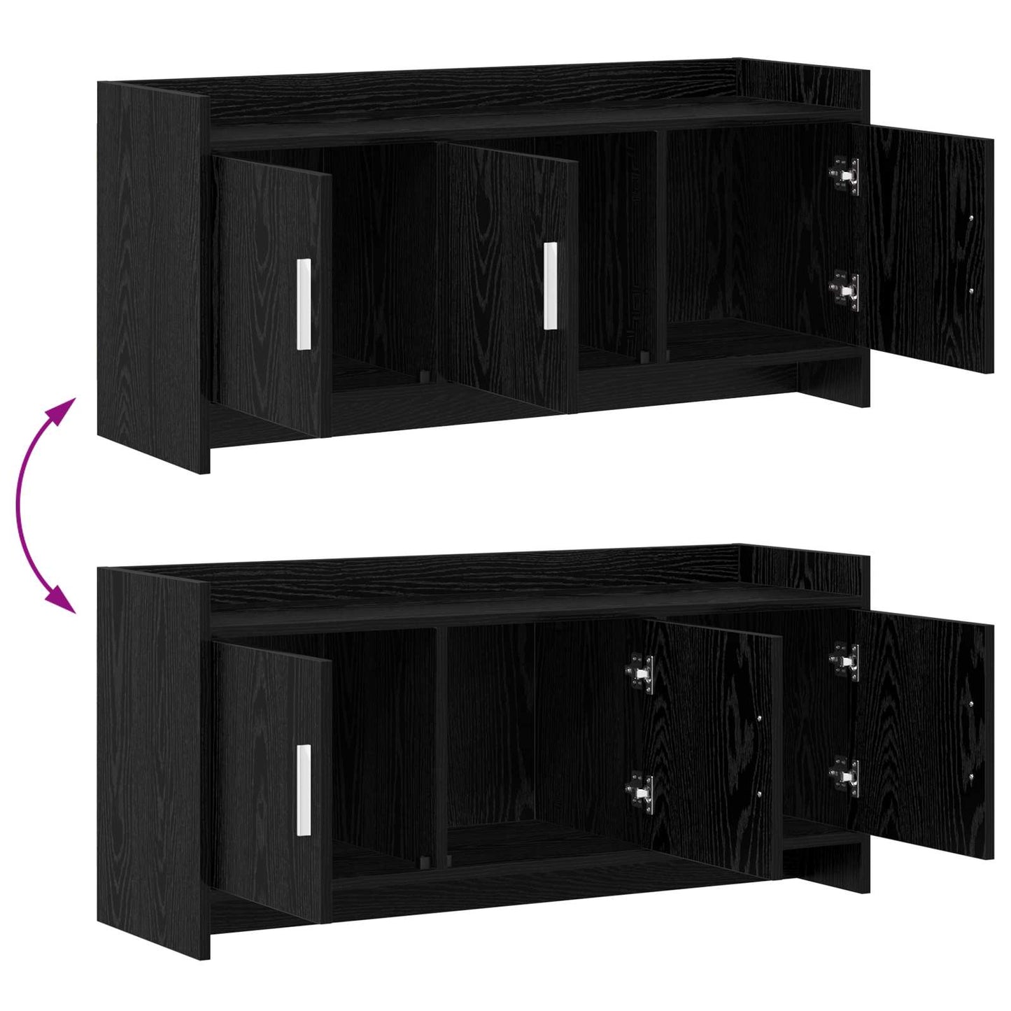TV-kast 102 x 33 x 47 cm Zwart eiken Bewerkt hout