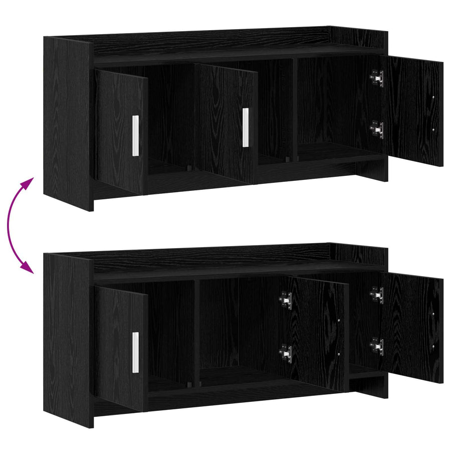 TV-kast 102 x 33 x 47 cm Zwart eiken Bewerkt hout