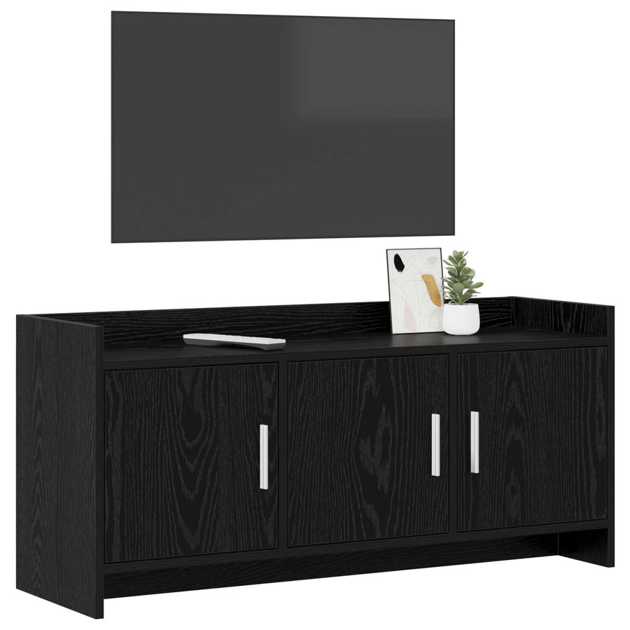 TV-kast 102 x 33 x 47 cm Zwart eiken Bewerkt hout