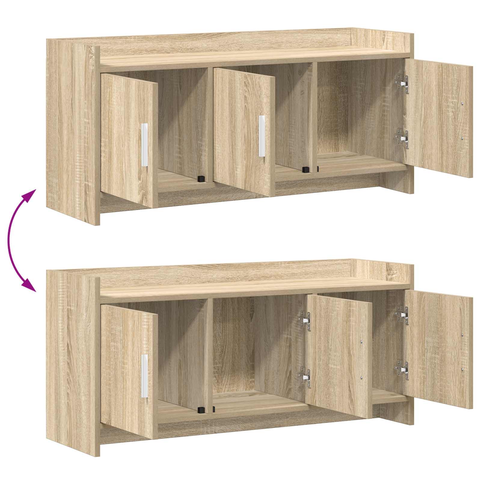 TV-kast 102 x 33 x 47 cm Sonoma Eiken Bewerkt hout