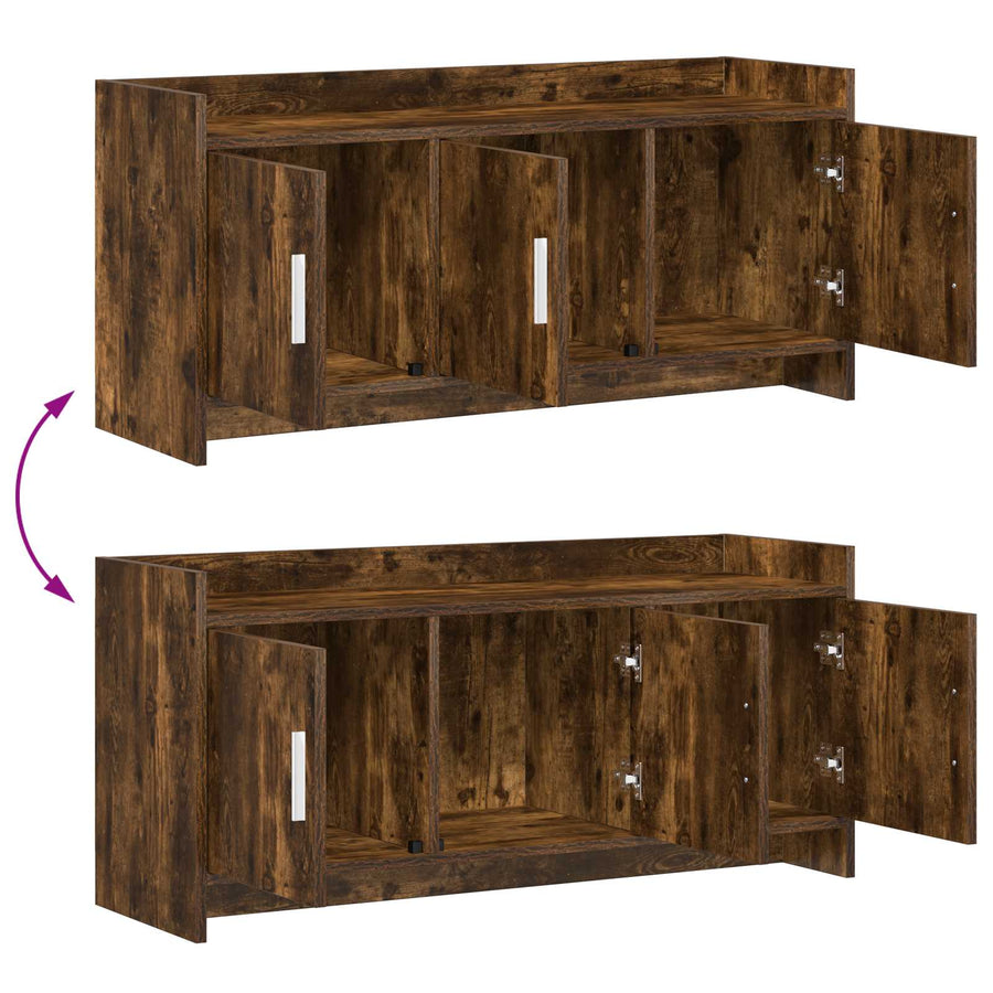 TV-kast 102 x 33 x 47 cm Gerookt eiken Bewerkt hout