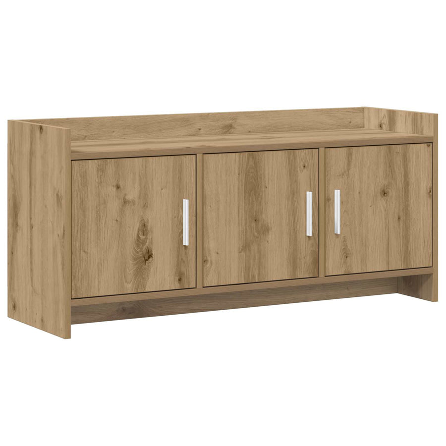 TV-kast 102 x 33 x 47 cm Artisanaal eiken Bewerkt hout