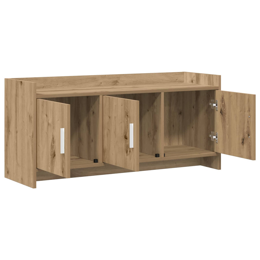 TV-kast 102 x 33 x 47 cm Artisanaal eiken Bewerkt hout