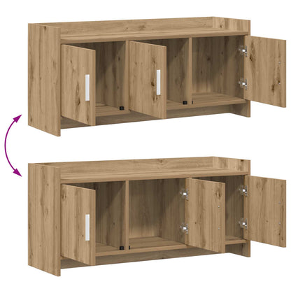 TV-kast 102 x 33 x 47 cm Artisanaal eiken Bewerkt hout