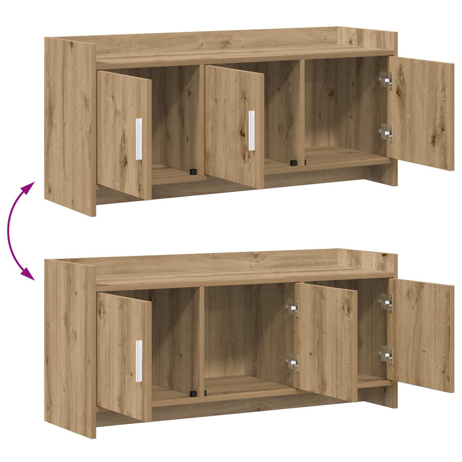 TV-kast 102 x 33 x 47 cm Artisanaal eiken Bewerkt hout