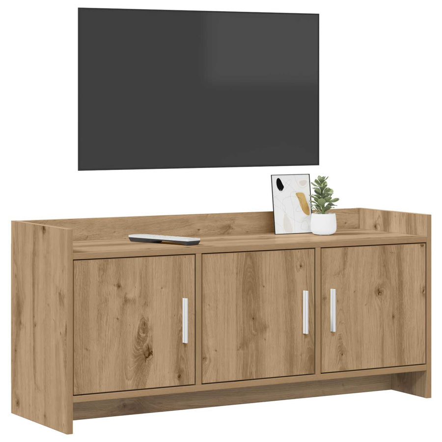 TV-kast 102 x 33 x 47 cm Artisanaal eiken Bewerkt hout