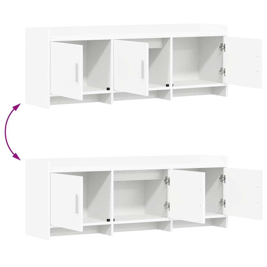 TV-kast 130 x 33 x 47 cm Wit Bewerkt hout