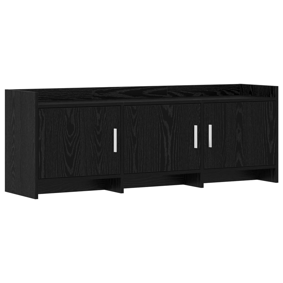 TV-kast 130 x 33 x 47 cm Zwart eiken Bewerkt hout