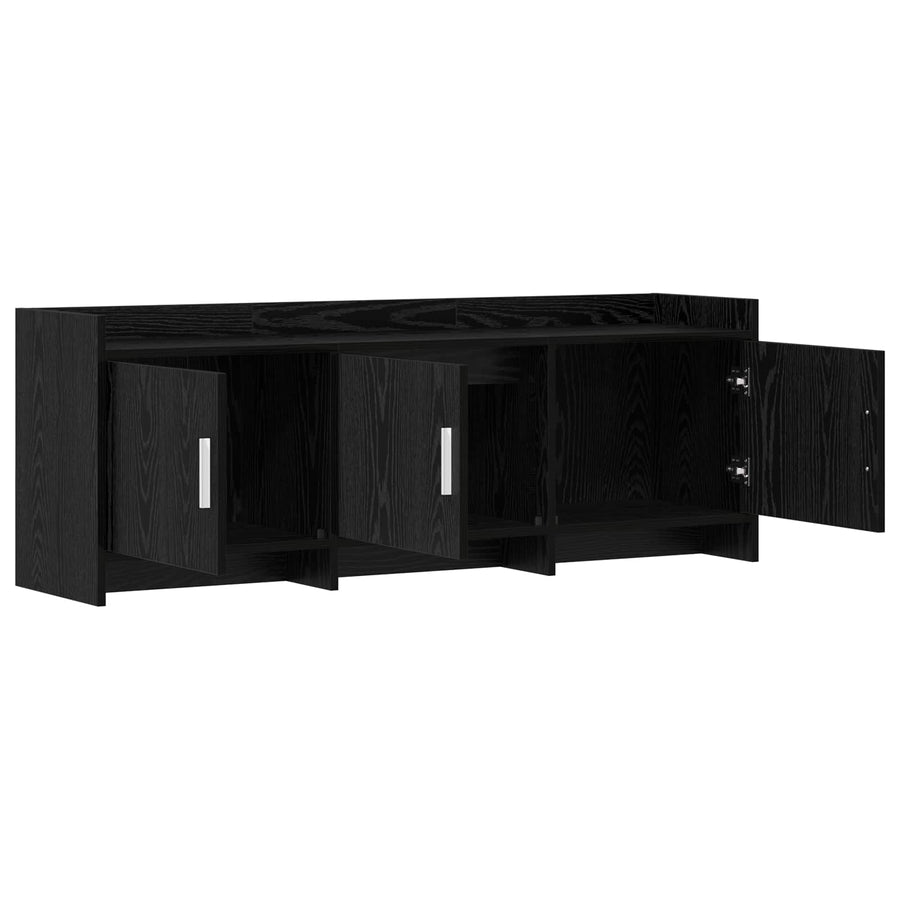 TV-kast 130 x 33 x 47 cm Zwart eiken Bewerkt hout