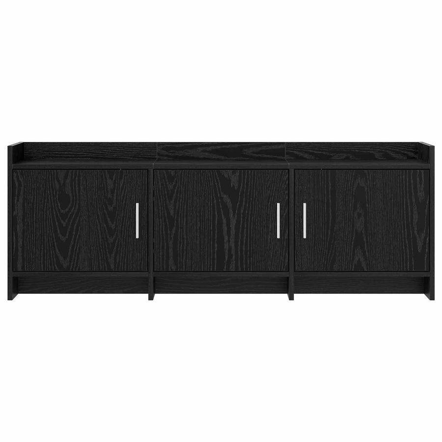 TV-kast 130 x 33 x 47 cm Zwart eiken Bewerkt hout