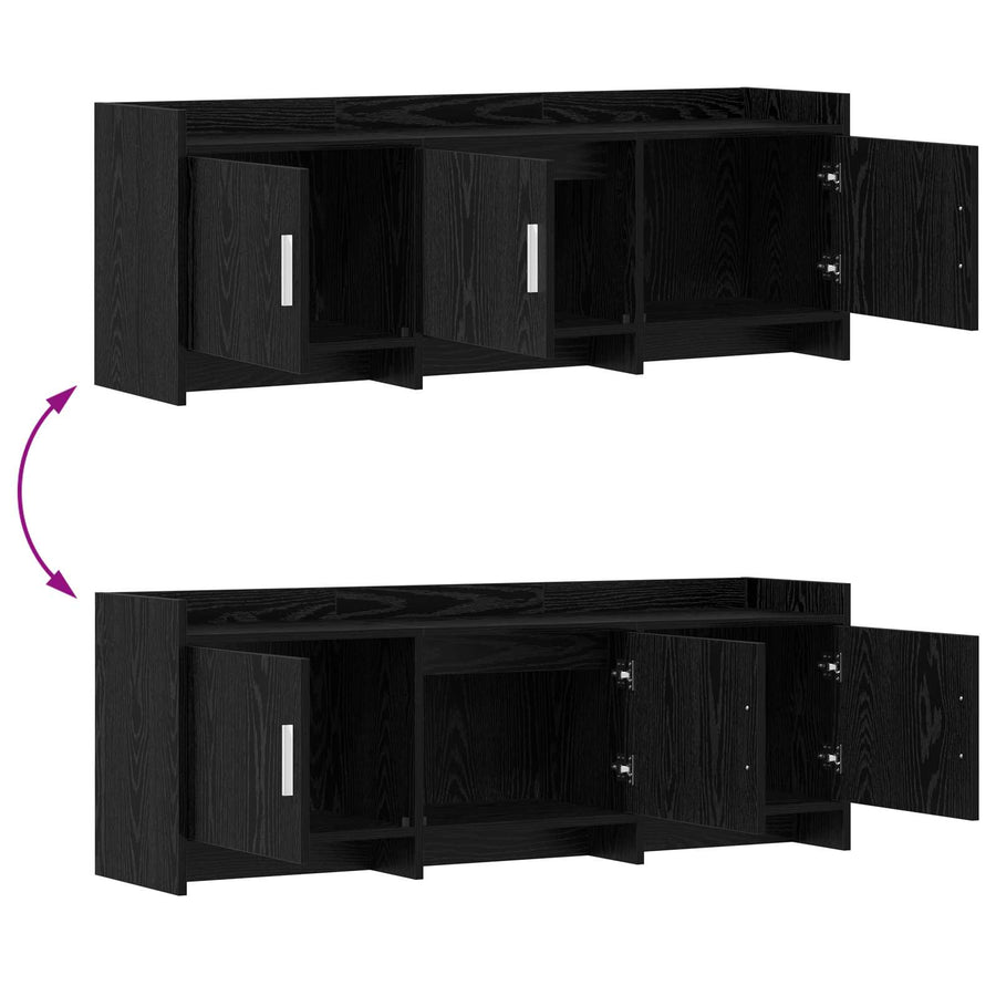 TV-kast 130 x 33 x 47 cm Zwart eiken Bewerkt hout