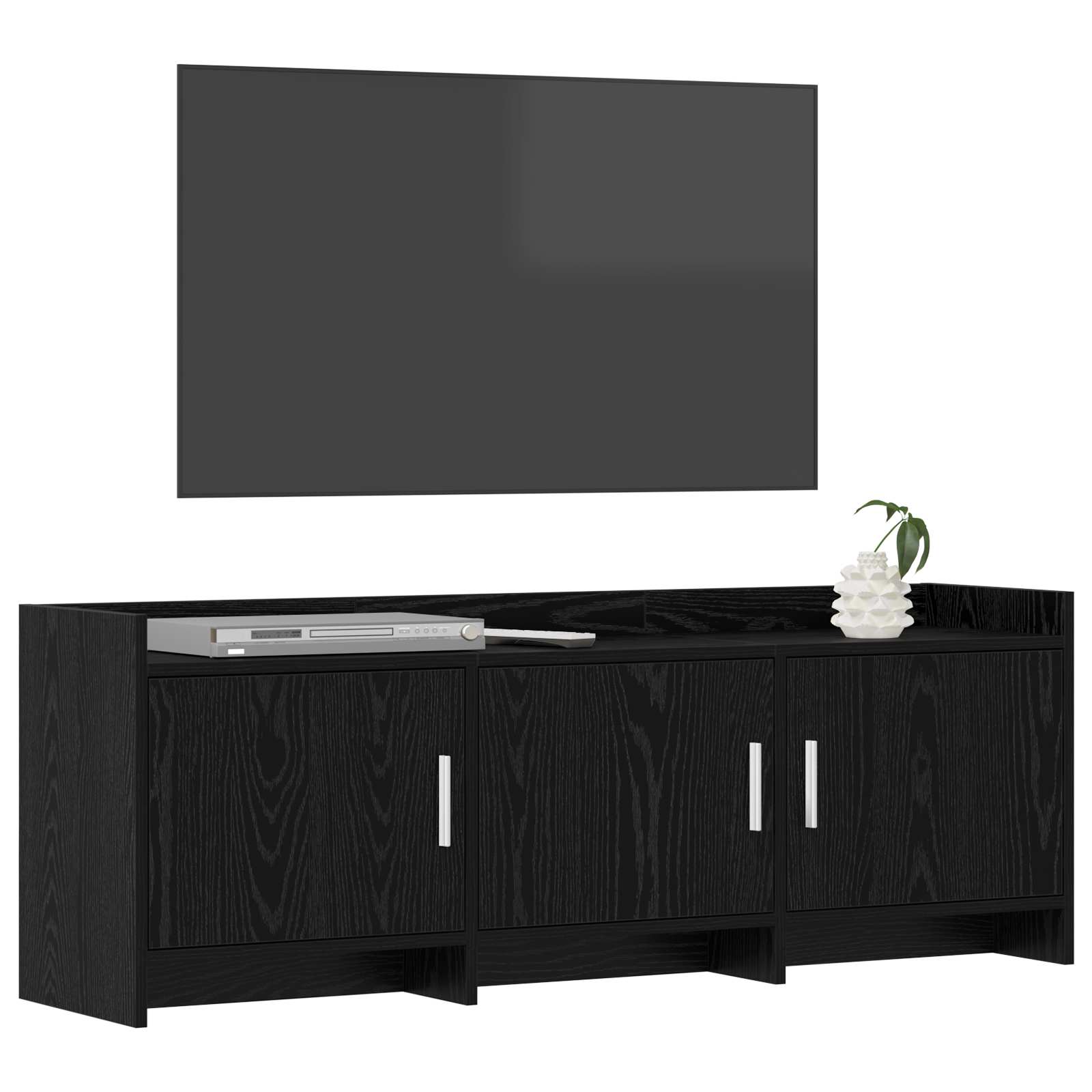 TV-kast 130 x 33 x 47 cm Zwart eiken Bewerkt hout