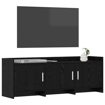 TV-kast 130 x 33 x 47 cm Zwart eiken Bewerkt hout