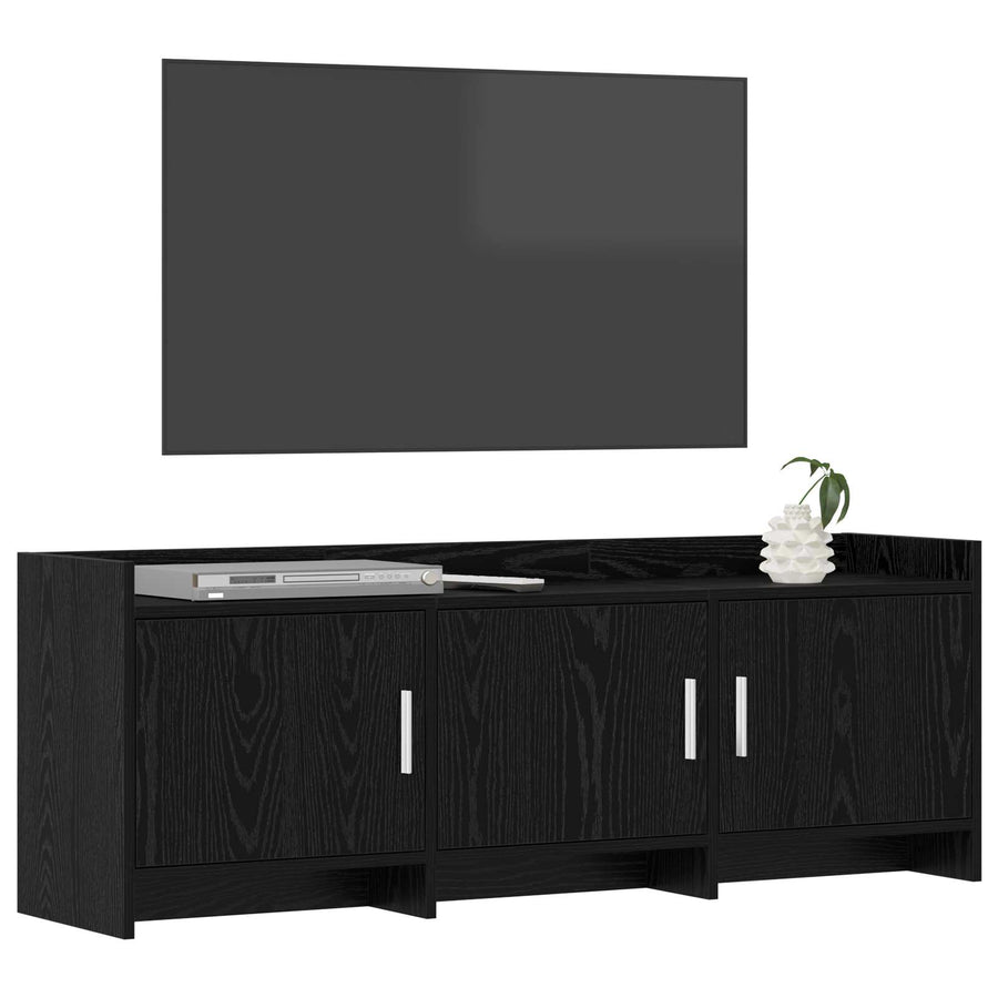 TV-kast 130 x 33 x 47 cm Zwart eiken Bewerkt hout