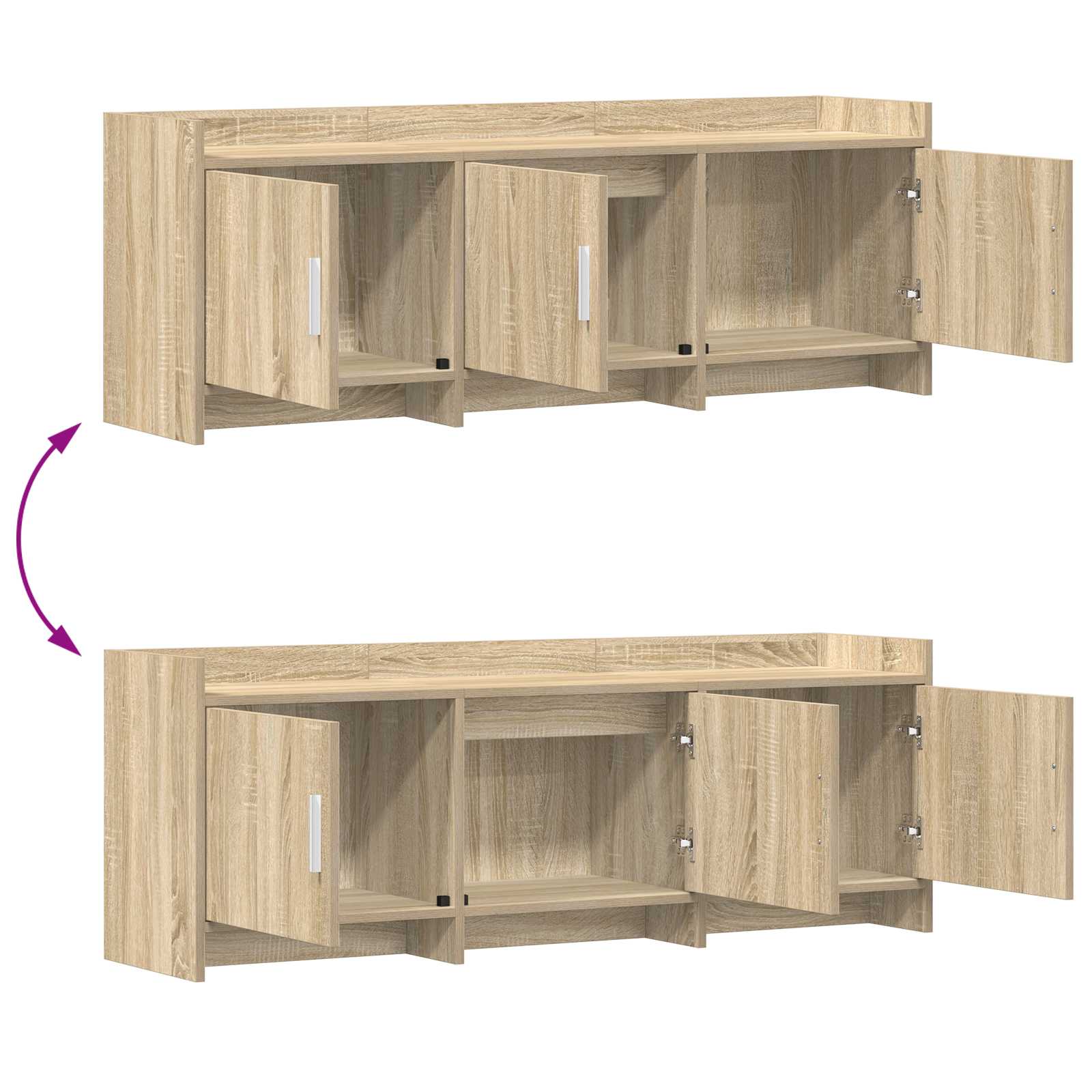 TV-kast 130 x 33 x 47 cm Sonoma Eiken Bewerkt hout