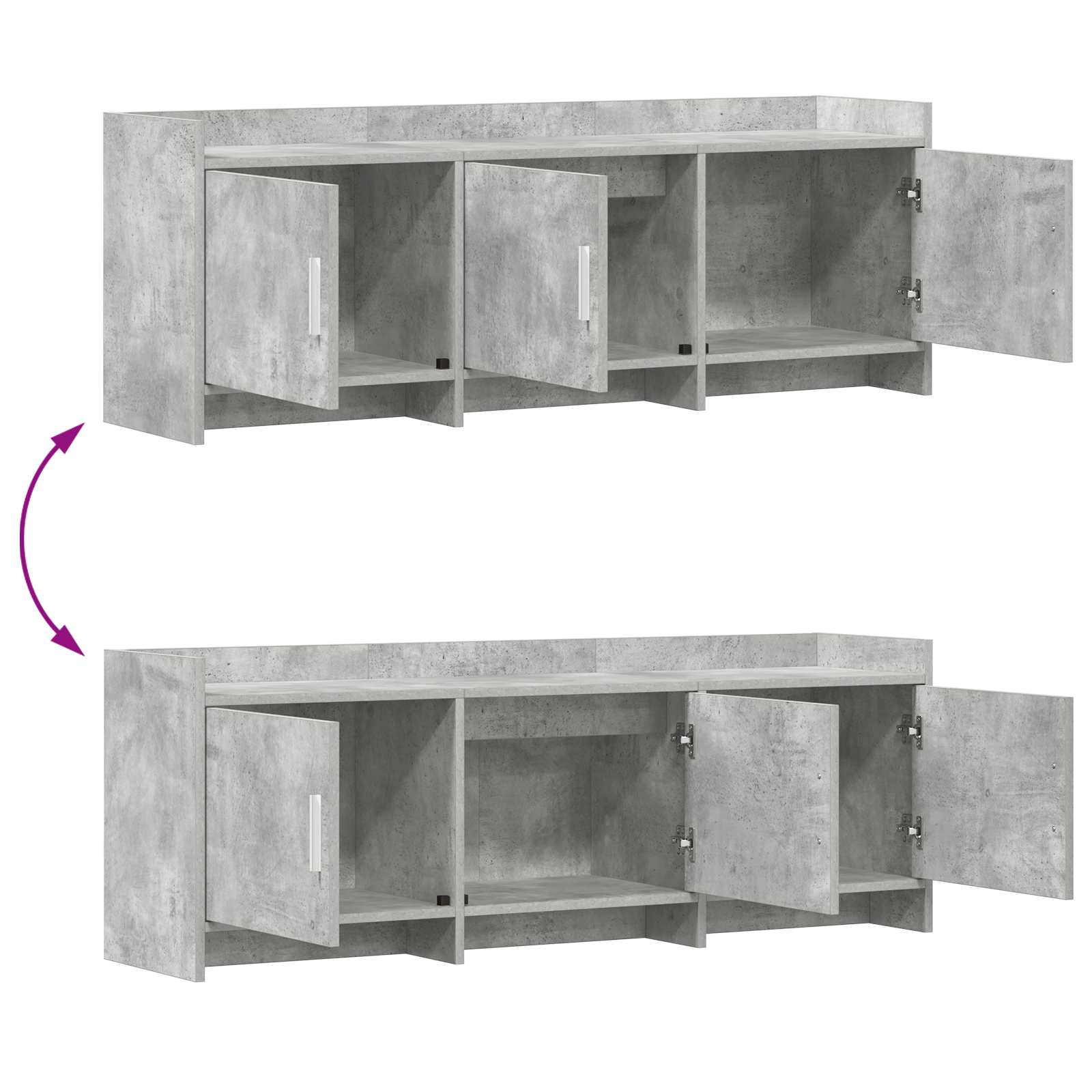 TV-kast 130 x 33 x 47 cm Betongrijs Bewerkt hout