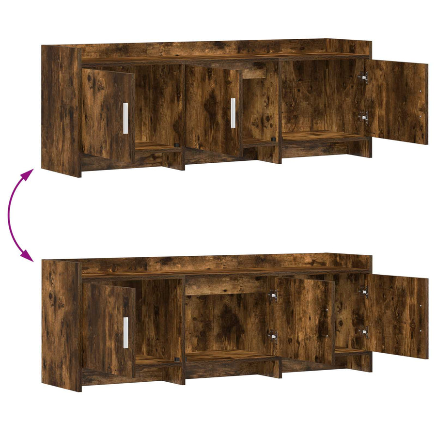 TV-kast 130 x 33 x 47 cm Gerookt eiken Bewerkt hout