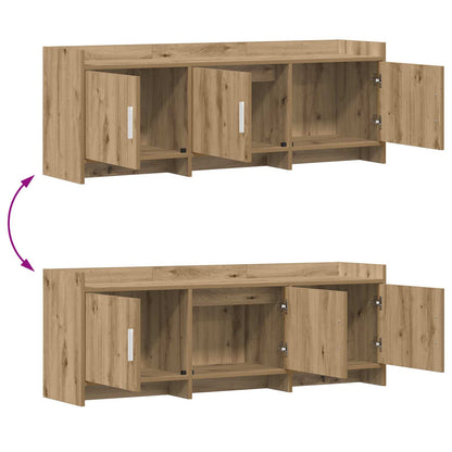 TV-kast 130 x 33 x 47 cm Artisanaal eiken Bewerkt hout