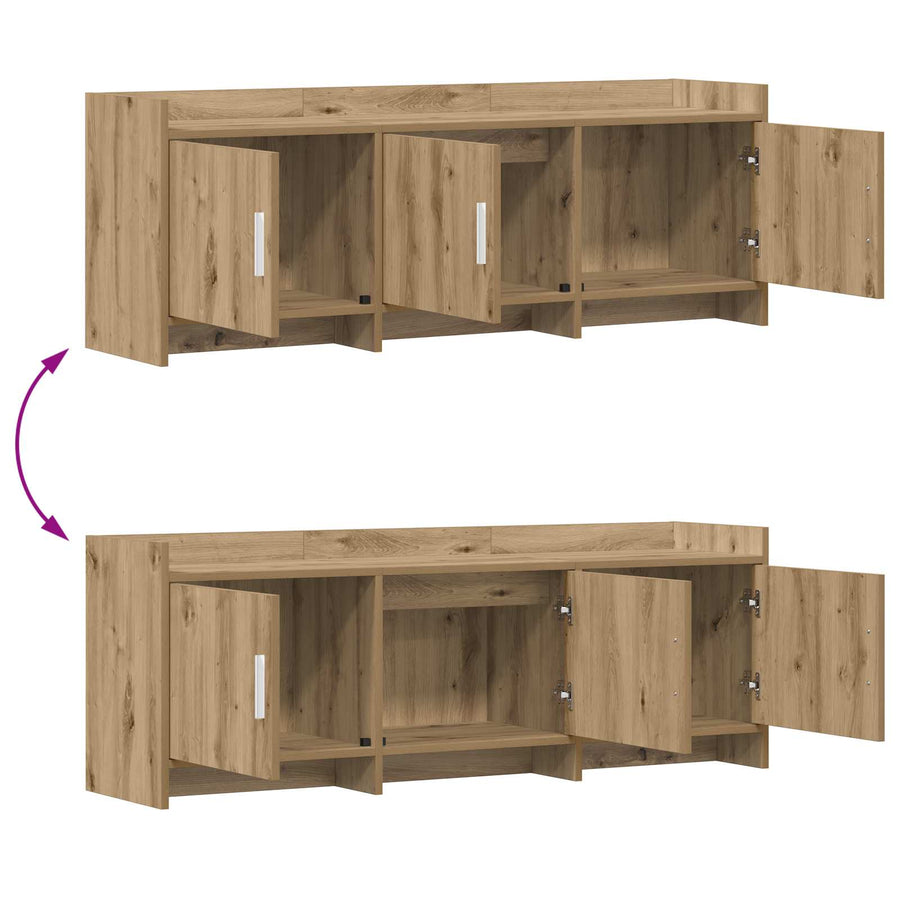 TV-kast 130 x 33 x 47 cm Artisanaal eiken Bewerkt hout