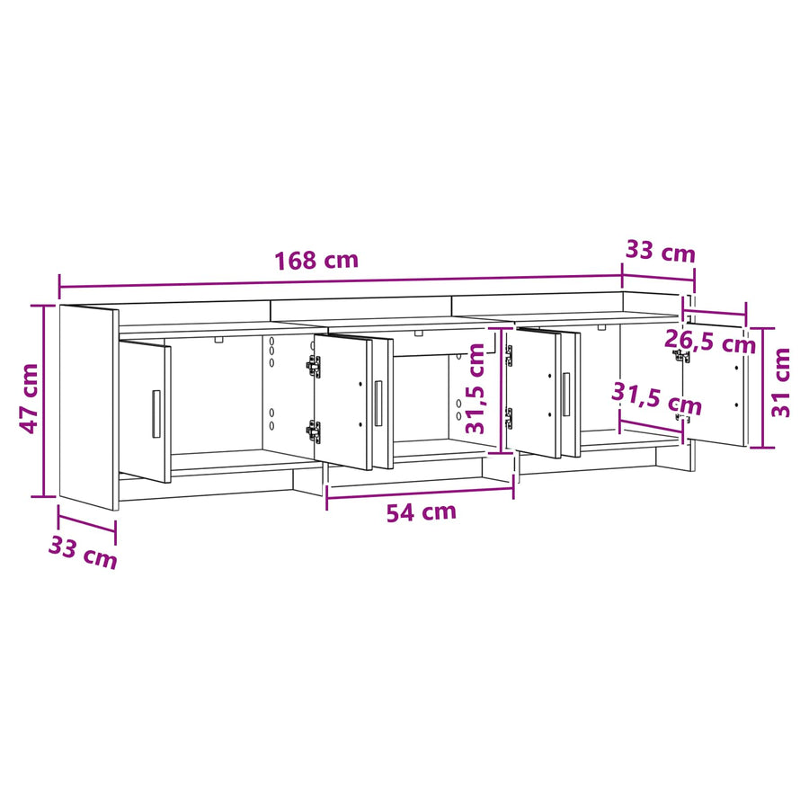 TV-kast 168 x 33 x 47 cm Wit Bewerkt hout