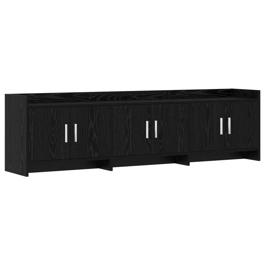 TV-kast 168 x 33 x 47 cm Zwart eiken Bewerkt hout