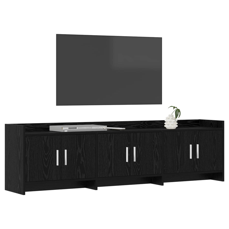 TV-kast 168 x 33 x 47 cm Zwart eiken Bewerkt hout