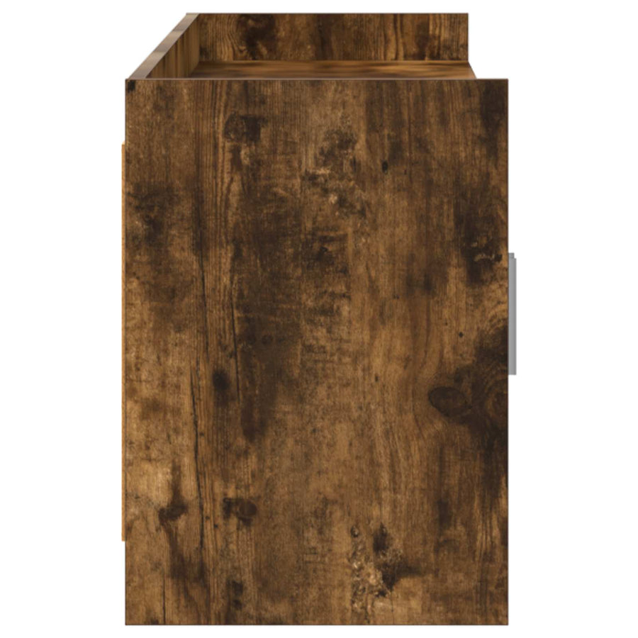 TV-kast 168 x 33 x 47 cm Gerookt eiken Bewerkt hout
