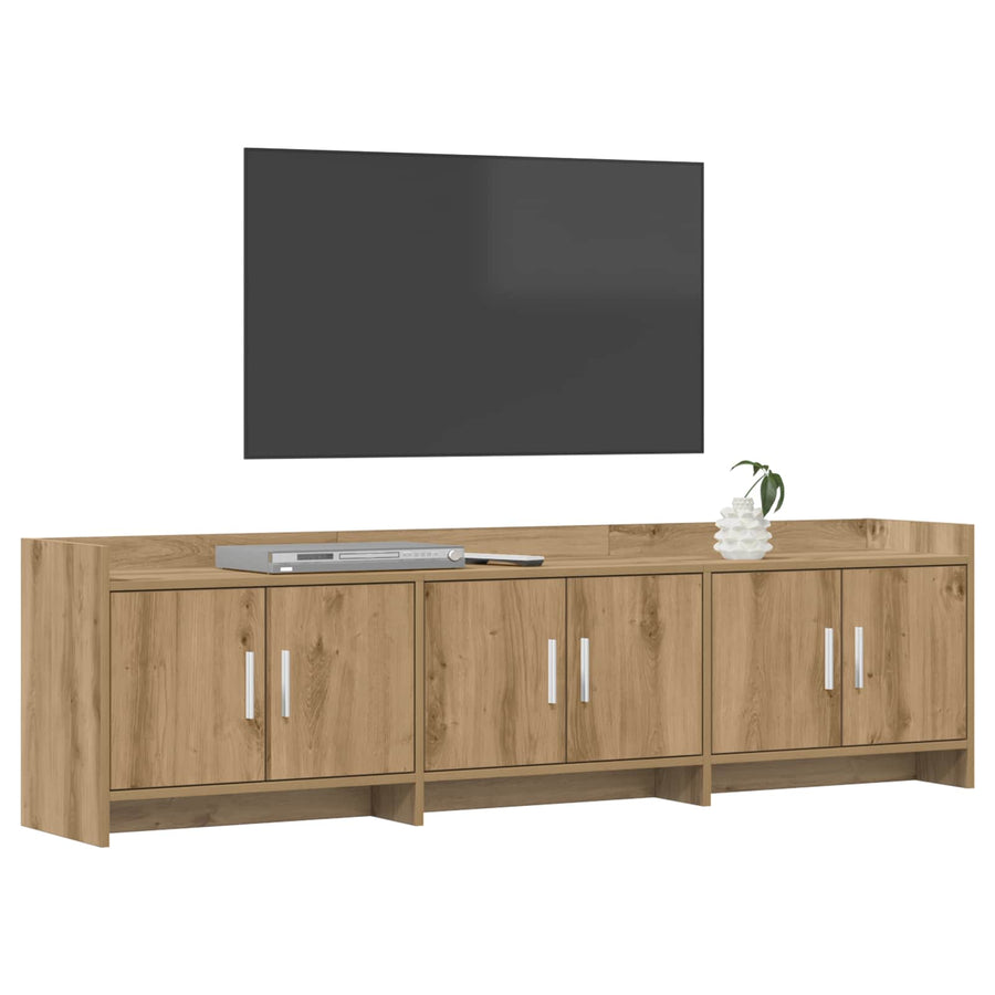 TV-kast 168 x 33 x 47 cm Artisanaal eiken Bewerkt hout