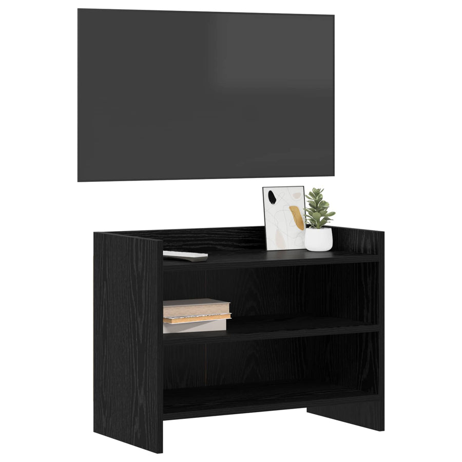 TV-kast 60 x 33 x 47 cm Zwart eiken Bewerkt hout