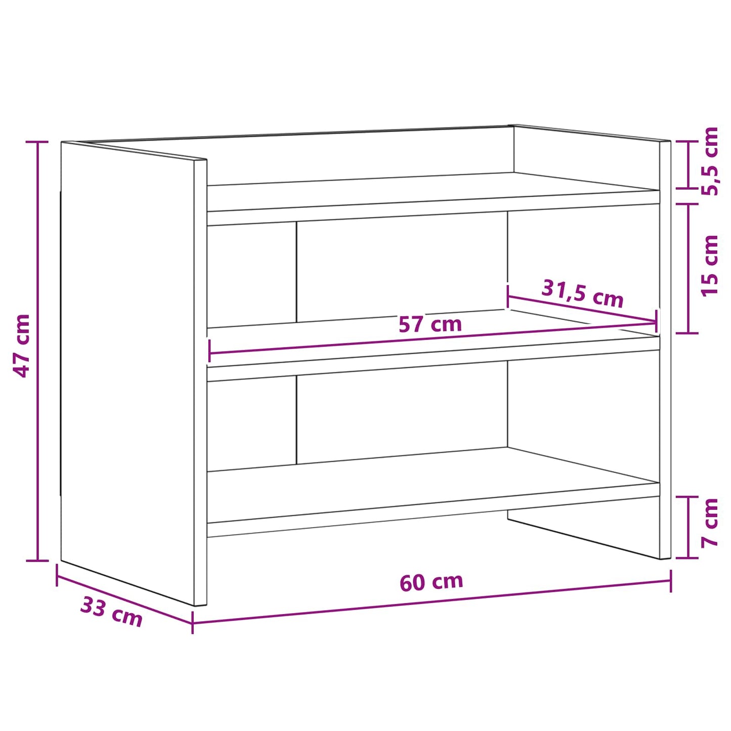 TV-kast 60 x 33 x 47 cm Grijs Sonoma Bewerkt hout