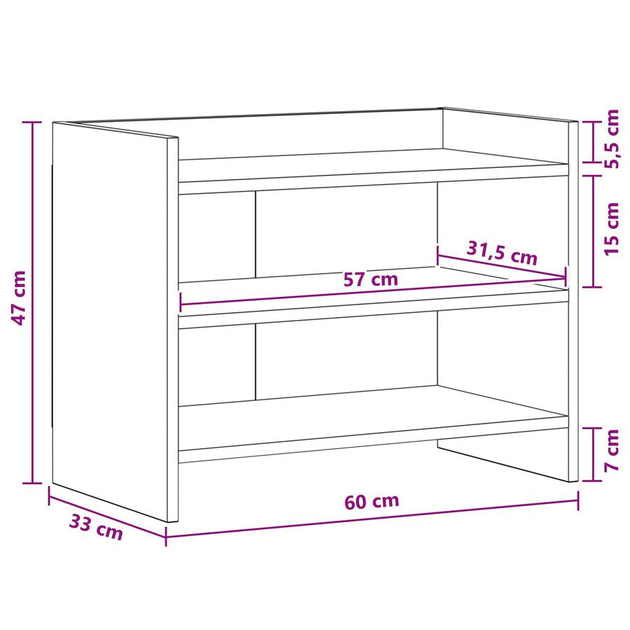 TV-kast 60 x 33 x 47 cm Grijs Sonoma Bewerkt hout