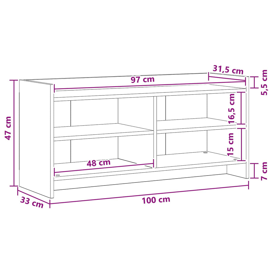 TV-kast 100 x 33 x 47 cm Betongrijs Bewerkt hout
